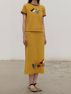 YANYAN KNITS Fall/Winter 2025 Collection: Goose-themed T-shirt/Skirt Set (YYK-YYW25-1391-HUANG T-shirt)